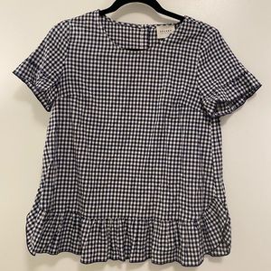 Sezane gingham top. Navy and white. Size 34.